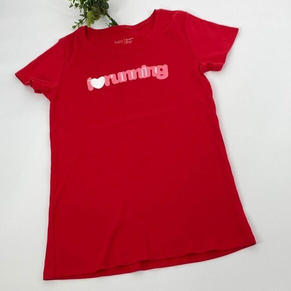 Lucy Active Fit Cotton Running‎ Athletic Casual Tee Red  M - Picture 1 of 8